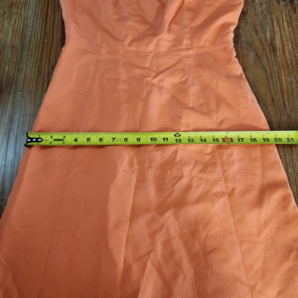 J. Crew Women's Orange Cotton A-Line Sleeveless Dress Sz 6 Lined‎ V-Back & Neck